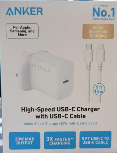 Anker 20W USB-C High Speed Charger With USB-C 1.5m Cable (6M)